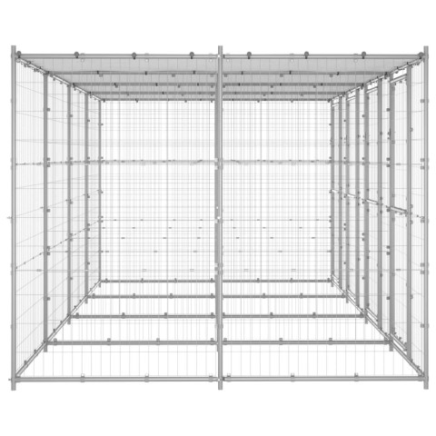 Chenil extérieur cage enclos parc animaux chien extérieur acier galvanisé avec toit 9,68 m² 
