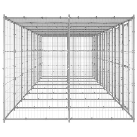 Chenil extérieur cage enclos parc animaux chien extérieur acier galvanisé avec toit 19,36 m² 