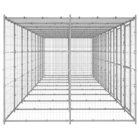 Chenil extérieur cage enclos parc animaux chien extérieur acier galvanisé avec toit 21,78 m² 
