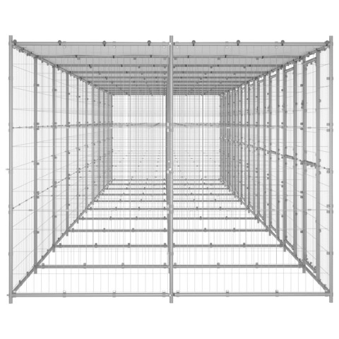 Chenil extérieur cage enclos parc animaux chien extérieur acier galvanisé avec toit 24,2 m² 