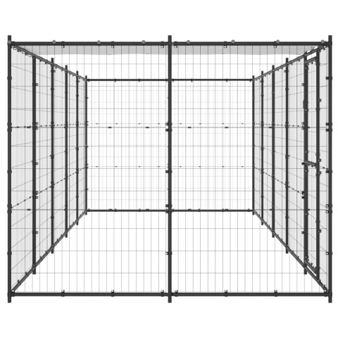 Chenil extérieur cage enclos parc animaux chien extérieur acier avec toit 12,1 m² 