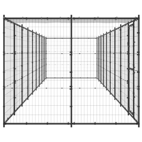 Chenil extérieur cage enclos parc animaux chien extérieur acier avec toit 21,78 m² 