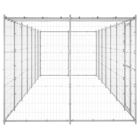 Chenil extérieur cage enclos parc animaux chien extérieur acier galvanisé avec toit 16,94 m² 