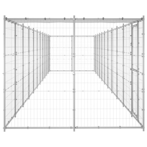 Chenil extérieur cage enclos parc animaux chien extérieur acier galvanisé avec toit 26,62 m² 
