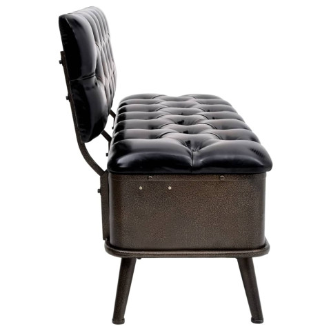 Banc de rangement avec dossier 110 cm noir similicuir