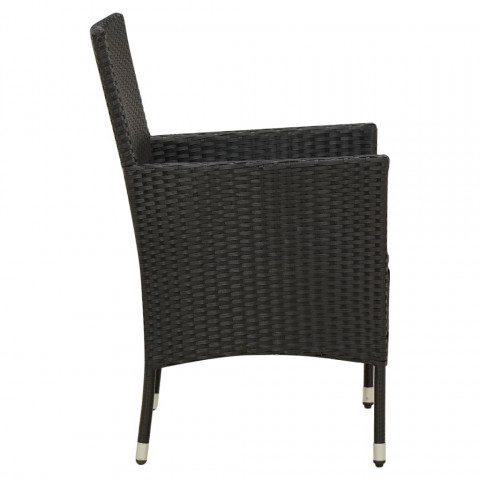 Chaises de jardin avec coussins 4 pcs résine tressée noir