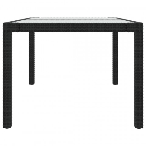 Table de jardin 150x90x75cm verre trempé et résine tressée noir