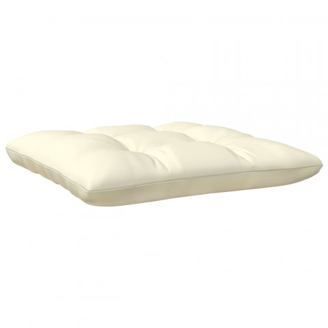 Repose-pied de jardin avec coussin crème bois de pin massif