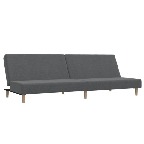 Canapé-lit à 2 places avec repose-pied gris clair tissu