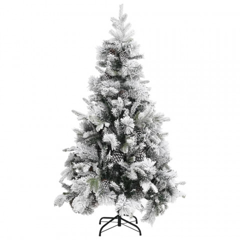 Sapin de noël à flocons de neige et pommes de pin 195 cm pvc/pe