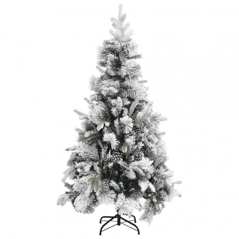 Sapin de noël à flocons de neige et pommes de pin 225 cm pvc/pe