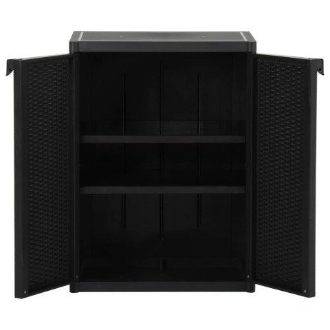 Armoire de rangement de jardin noir 65x45x88 cm pp rotin