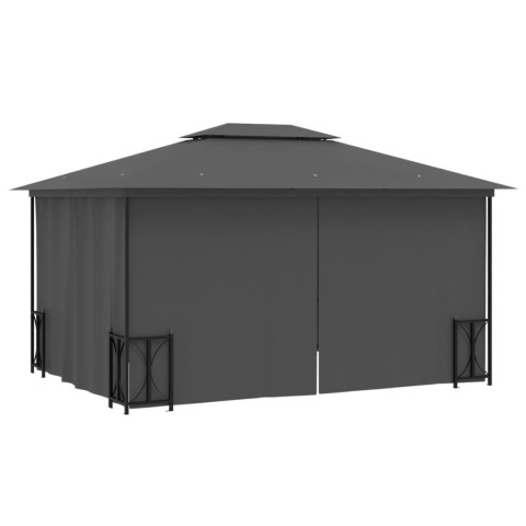 Tonnelle avec parois et toit double 3x4 m anthracite