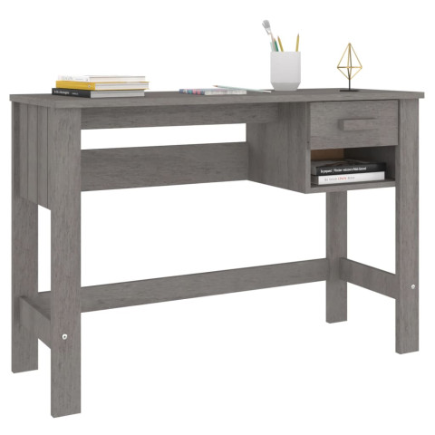 Bureau hamar gris clair 110x40x75 cm bois massif de pin