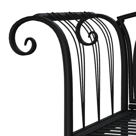 Banc de jardin meuble de patio d'extérieur terrasse 2 places 128 x 44,5 x 88 cm noir acier helloshop26 02_0011282