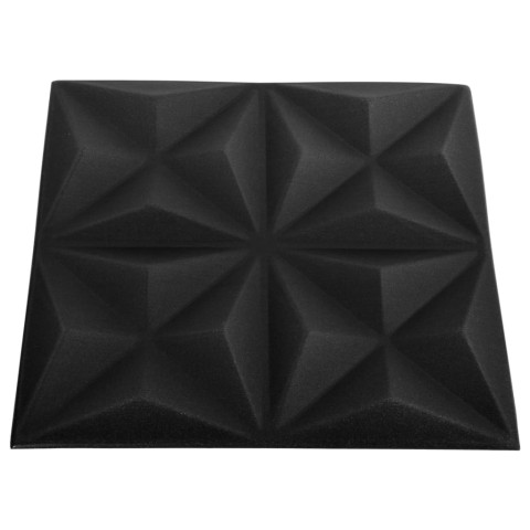 Panneaux muraux 3d 24 pcs 50x50 cm noir origami 6 m²