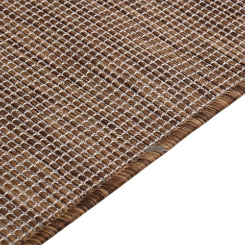 Tapis à tissage plat d'extérieur 80x250 cm marron