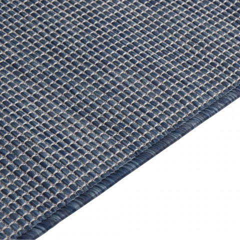 Tapis à tissage plat d'extérieur 80x250 cm bleu