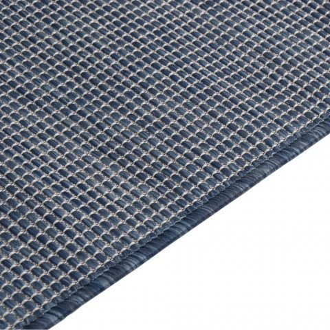 Tapis à tissage plat d'extérieur 100x200 cm bleu