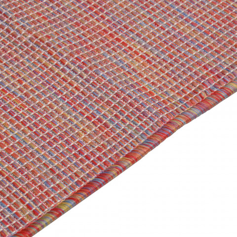 Tapis à tissage plat d'extérieur 140x200 cm rouge