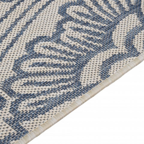 Tapis à tissage plat d'extérieur 100x200 cm motif bleu