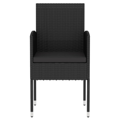 Mobilier à dîner de jardin 3 pcs résine tressée noir