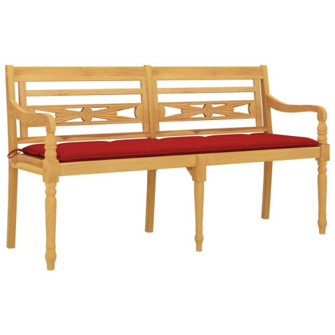 Banc de jardin meuble de patio d'extérieur terrasse avec coussin 150 cm bois de teck massif - Couleur au choix