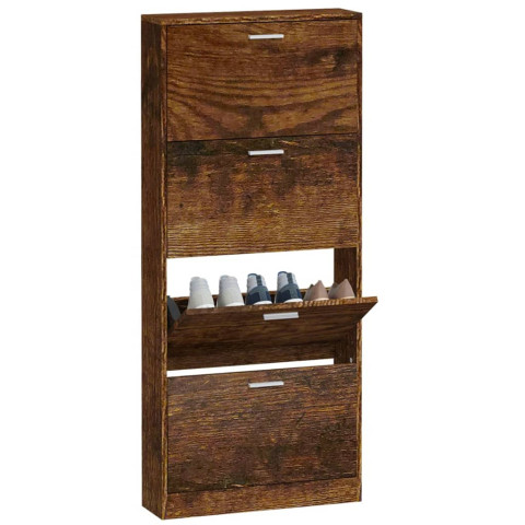 Armoire à chaussures chêne fumé 59x17x150 cm bois d'ingénierie