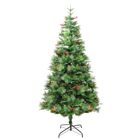 Sapin de noël avec led et pommes de pin vert 195 cm pvc et pe