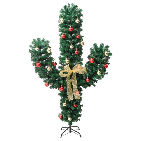 Cactus de noël avec support et led vert pvc - Longueur au choix