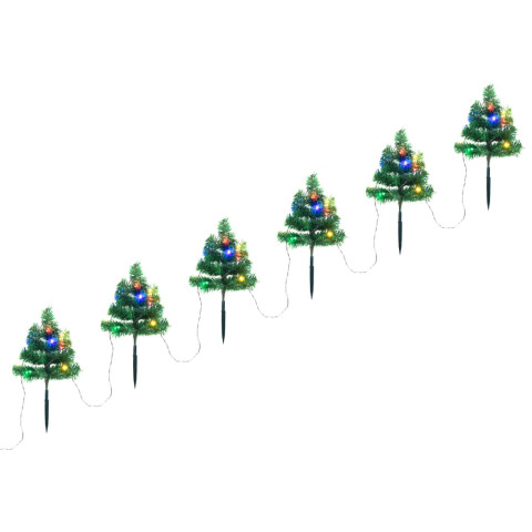 Arbres d'allée de noël 6 pcs avec led 45 cm pvc - Couleur d'éclairage au choix