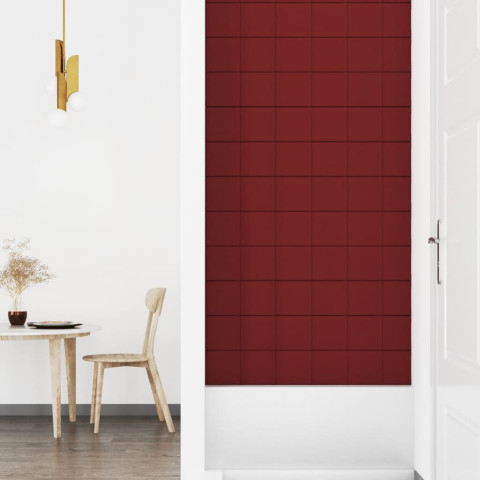 Panneaux muraux 12 pcs rouge bordeaux 90x15 cm tissu 1,62 m²