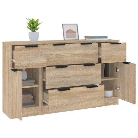 Ensemble de buffets 3 pcs bois d'ingénierie - Couleur au choix