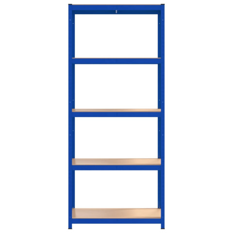 Étagère de rangement à 5 niveaux bleu acier et bois ingénierie