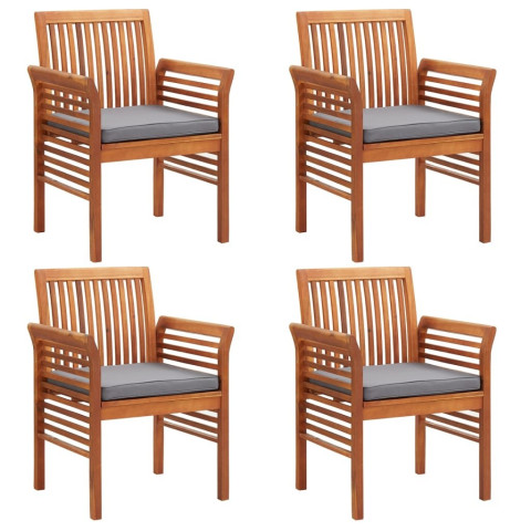 Chaises de jardin avec coussins 4 pcs bois d'acacia massif - Couleur au choix