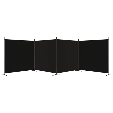Cloison de séparation 4 panneaux noir 698x180 cm tissu