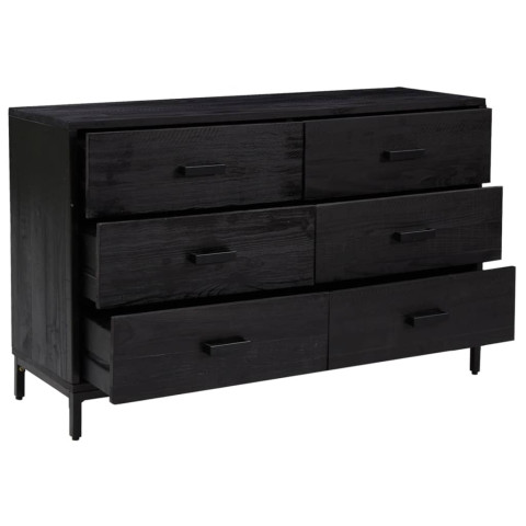 Buffet noir 110x35x70 cm bois de pin massif