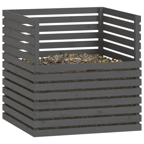 Composteur gris 100x100x102 cm bois massif de pin