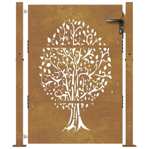 Portail de jardin 105x130 cm acier corten conception de l'arbre