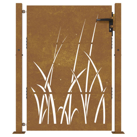 Portail de jardin 105x155 cm acier corten conception d'herbe