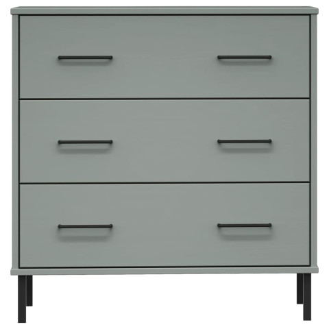 Commode avec 3 tiroirs gris 77x40x79,5 cm bois massif oslo