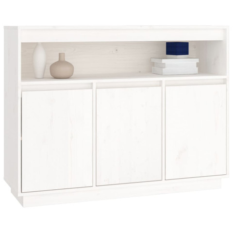 Buffet blanc 104,5x34x80 cm bois massif de pin