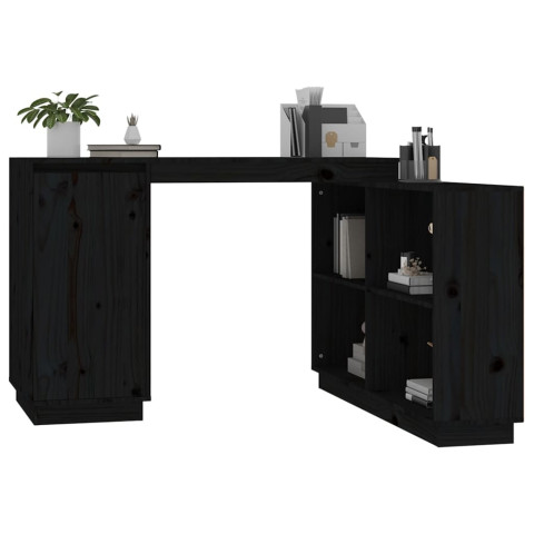 Bureau noir 110x50x75 cm bois massif de pin