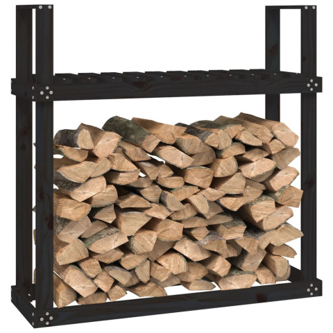 Support pour bois de chauffage noir 110x35x108,5 cm bois de pin