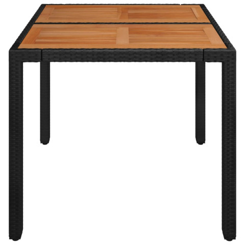 Table de jardin dessus en bois noir 90x90x75 cm résine tressée