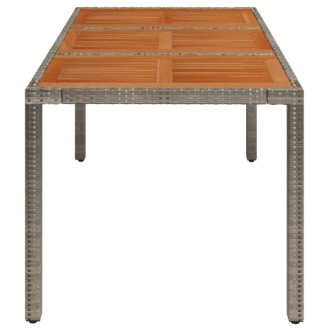 Table de jardin dessus en bois gris 150x90x75 cm résine tressée