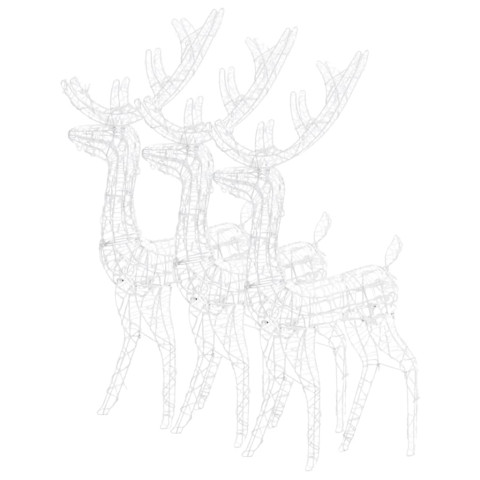 Décorations de noël de renne acrylique 3 pcs 120 cm blanc chaud