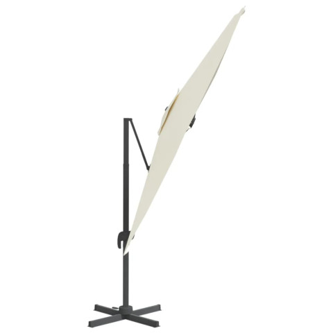Parasol déporté avec mât en aluminium blanc sable 400x300 cm