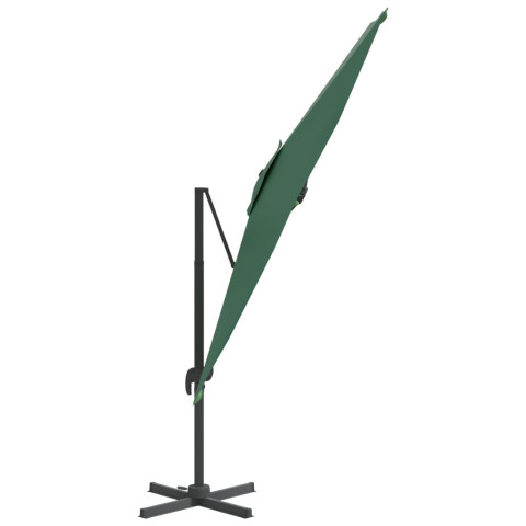 Parasol déporté avec mât en aluminium vert 300x300 cm