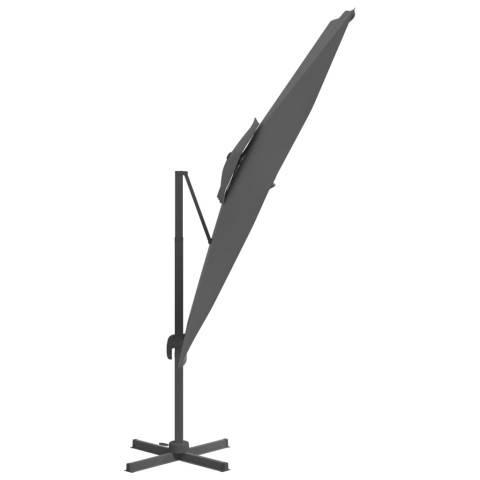 Parasol cantilever à double toit anthracite 400x300 cm